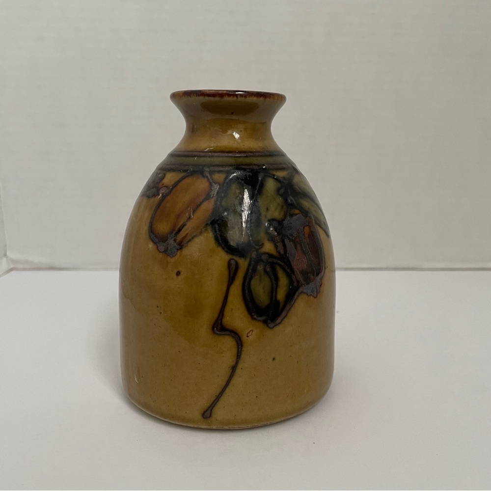 Clay Stylized Leaf Motif Hand Glazed Vase